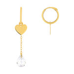 Créoles or 375 jaune coeurs et pendant avec zirconia - vue D2