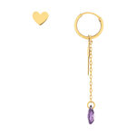 Boucles d'oreilles or 375 jaune coeur, croix et pendant zirconia violet - vue D2