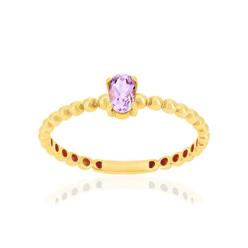 Bague or 375 jaune améthyste - vue 1