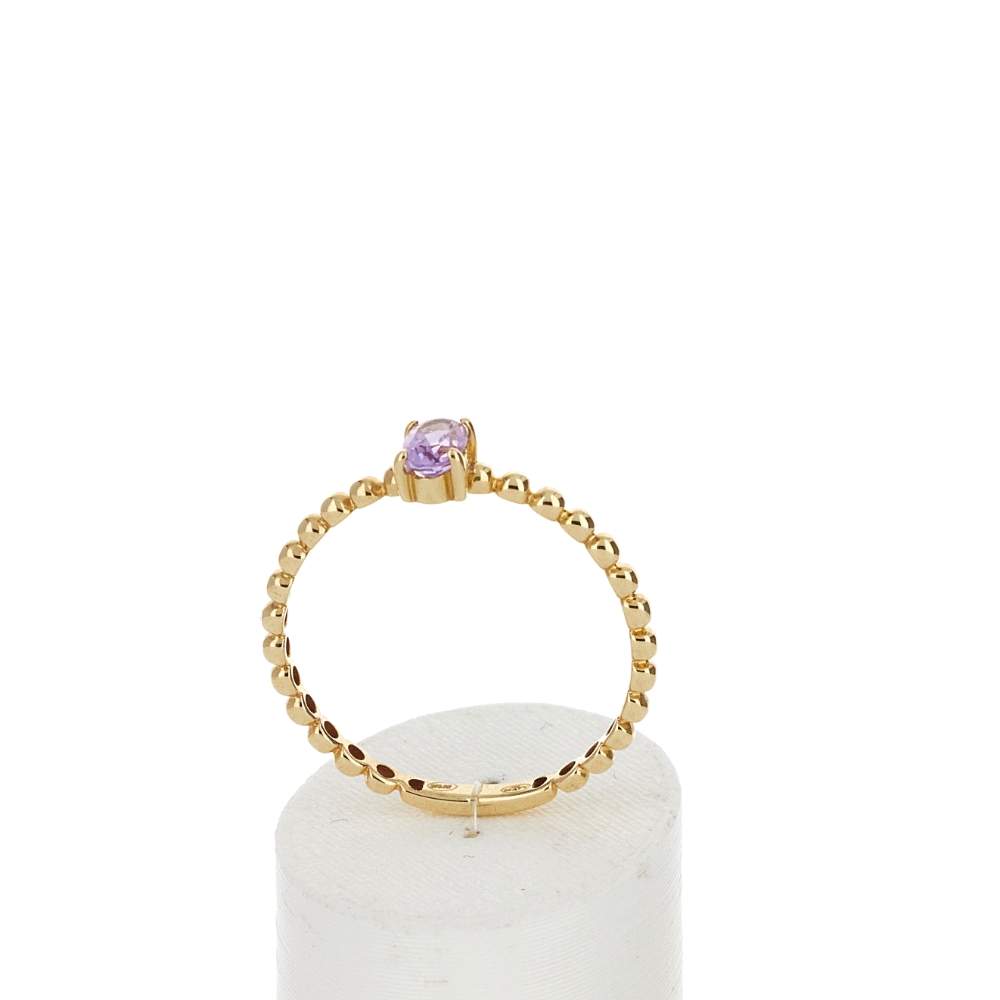 Bague or 375 jaune améthyste - vue 2