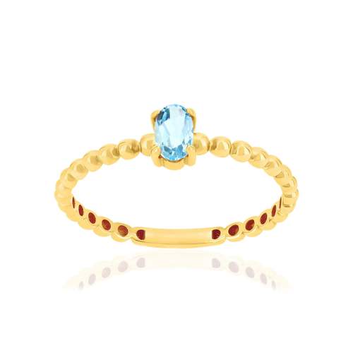Bague or 375 jaune topaze bleue traitée