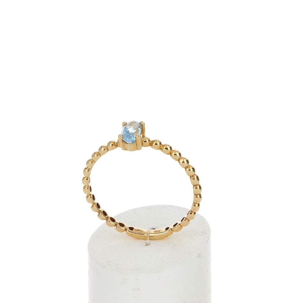 Bague or 375 jaune topaze bleue traitée - vue 2