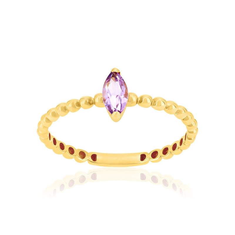 Bague or 375 jaune améthyste - vue 1