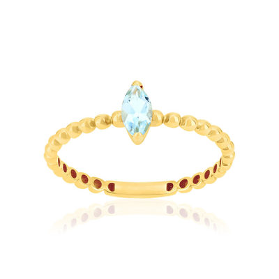 Bague or 375 jaune topaze bleue traitée