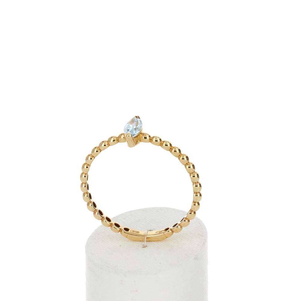 Bague or 375 jaune topaze bleue traitée - vue 2
