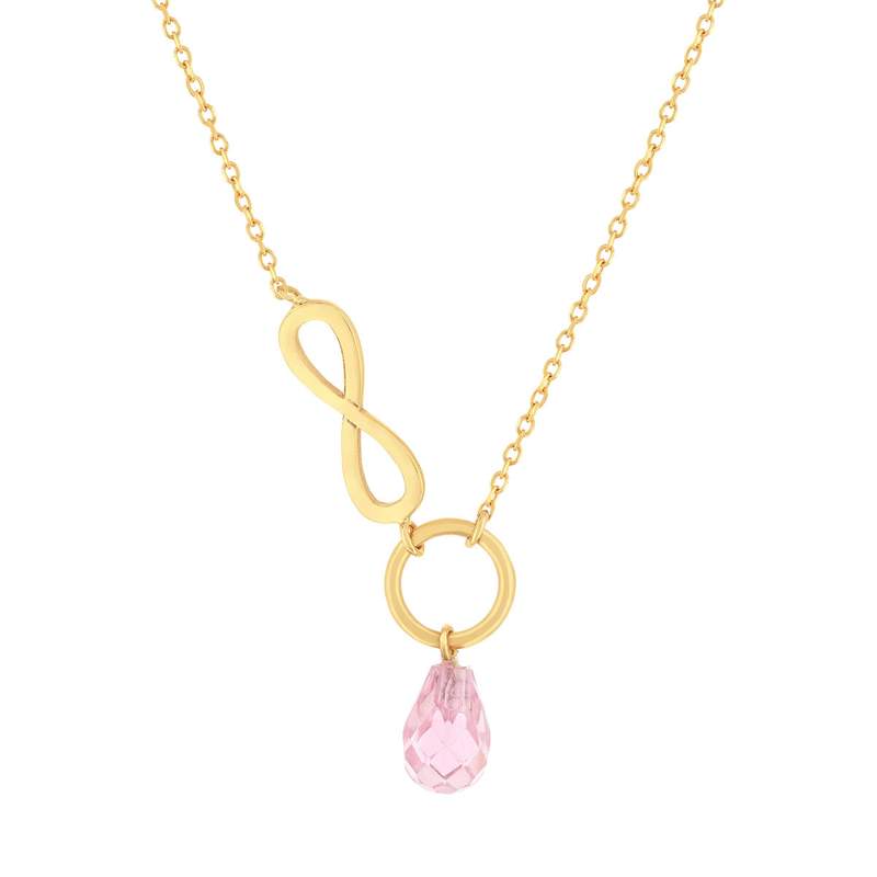 Collier or 375 jaune infini zirconia rose 43 cm - vue 1