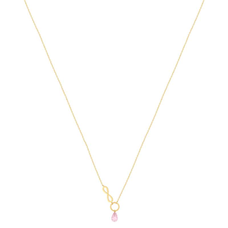 Collier or 375 jaune infini zirconia rose 43 cm - vue 2