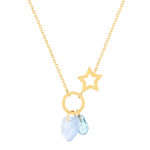 Collier or 375 jaune étoile et zirconias bleus 45cm - vue 1