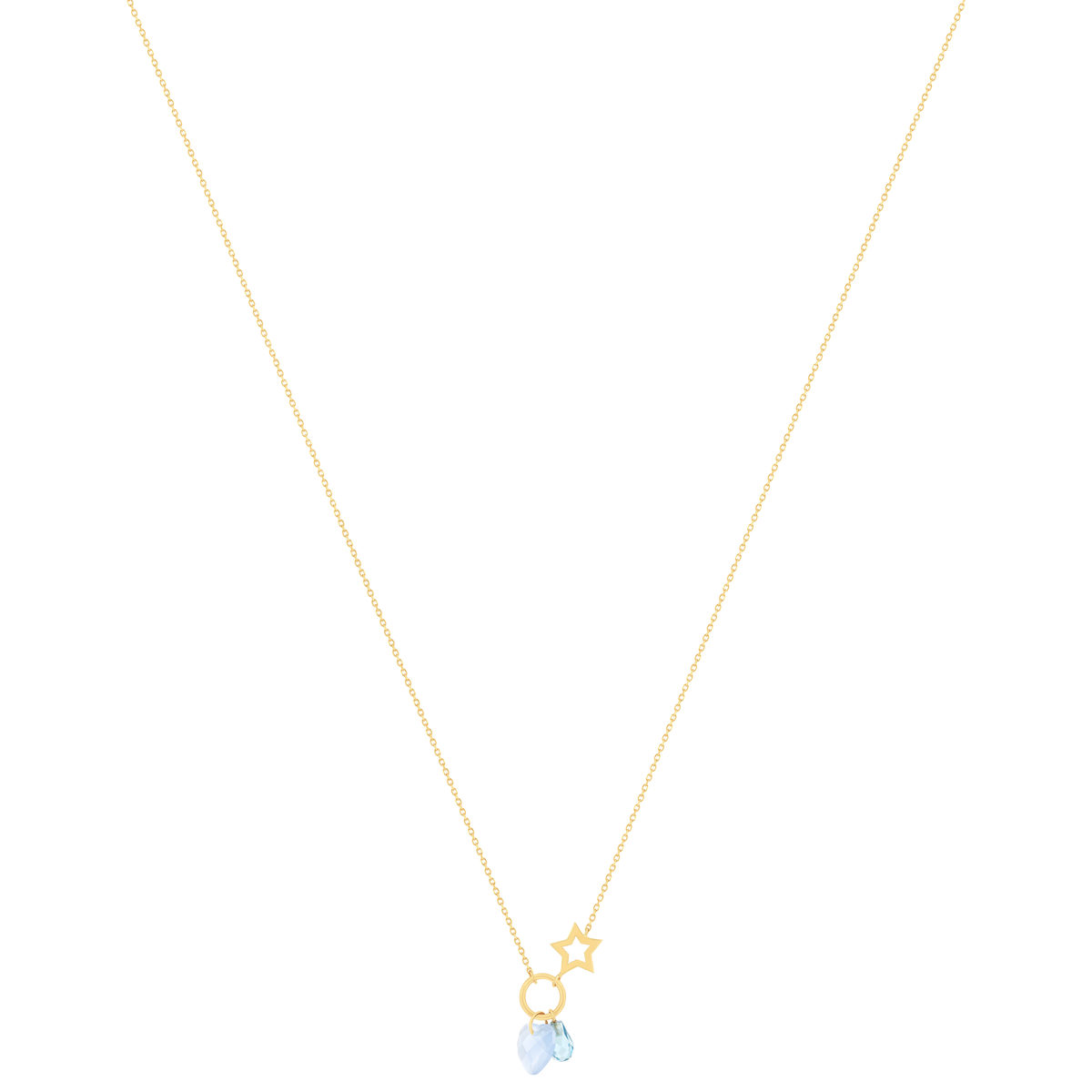 Collier or 375 jaune étoile et zirconias bleus 45cm - vue 2