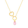 Collier or 375 jaune coeur et zirconia rose 43 cm - vue V1