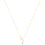 Collier or 375 jaune coeur et zirconia rose 43 cm - vue 2
