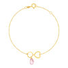 Bracelet or 375 jaune infini et zirconia rose - vue V1