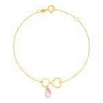 Bracelet or 375 jaune infini et zirconia rose - vue 1
