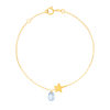 Bracelet or 375 jaune étoile et aigue marine - vue V1