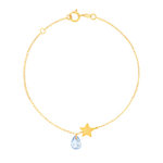Bracelet or 375 jaune étoile et zirconia bleu - vue 1