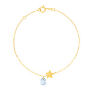 Bracelet or 375 jaune étoile et aigue marine