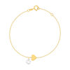 Bracelet or 375 jaune coeur et zirconia - vue V1