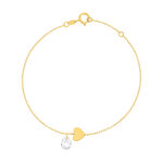 Bracelet or 375 jaune coeur et zirconia - vue 1