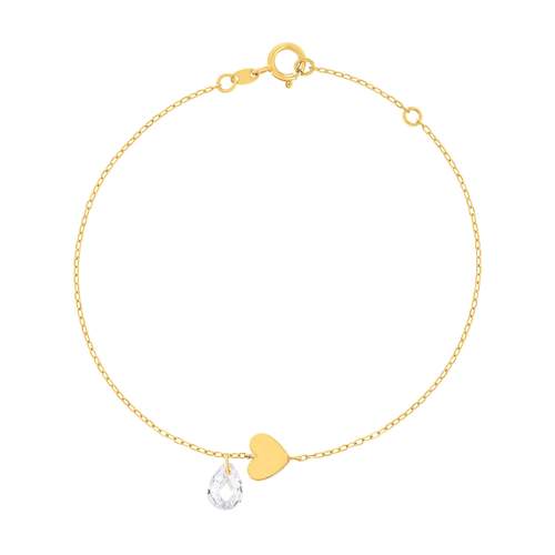 375 yellow gold heart and zirconia bracelet