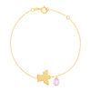 Bracelet or 375 jaune ange et zirconia rose 18 cm - vue V1