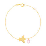 Bracelet or 375 jaune ange et zirconia rose 18 cm - vue 1