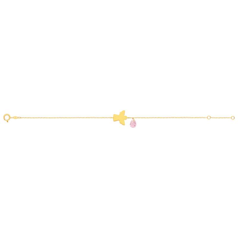 Bracelet or 375 jaune ange et zirconia rose 18 cm - vue 2