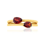 Bague or 375 jaune 2 grenats - vue 3