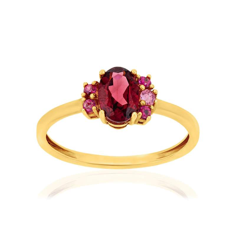 18K yellow gold ring with semi-precious stones - view 1
