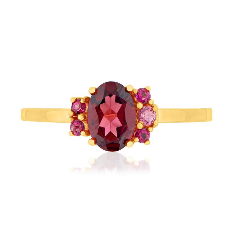 Gold ring 375 yellow gemstones - view 3