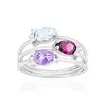 Bague or 375 blanc pierres fines - vue 1