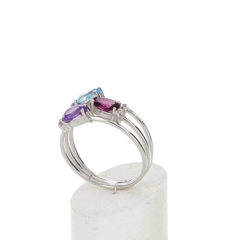 Bague or 375 blanc pierres fines - vue 3
