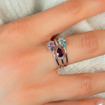 Bague or 375 blanc pierres fines - vue porté 1