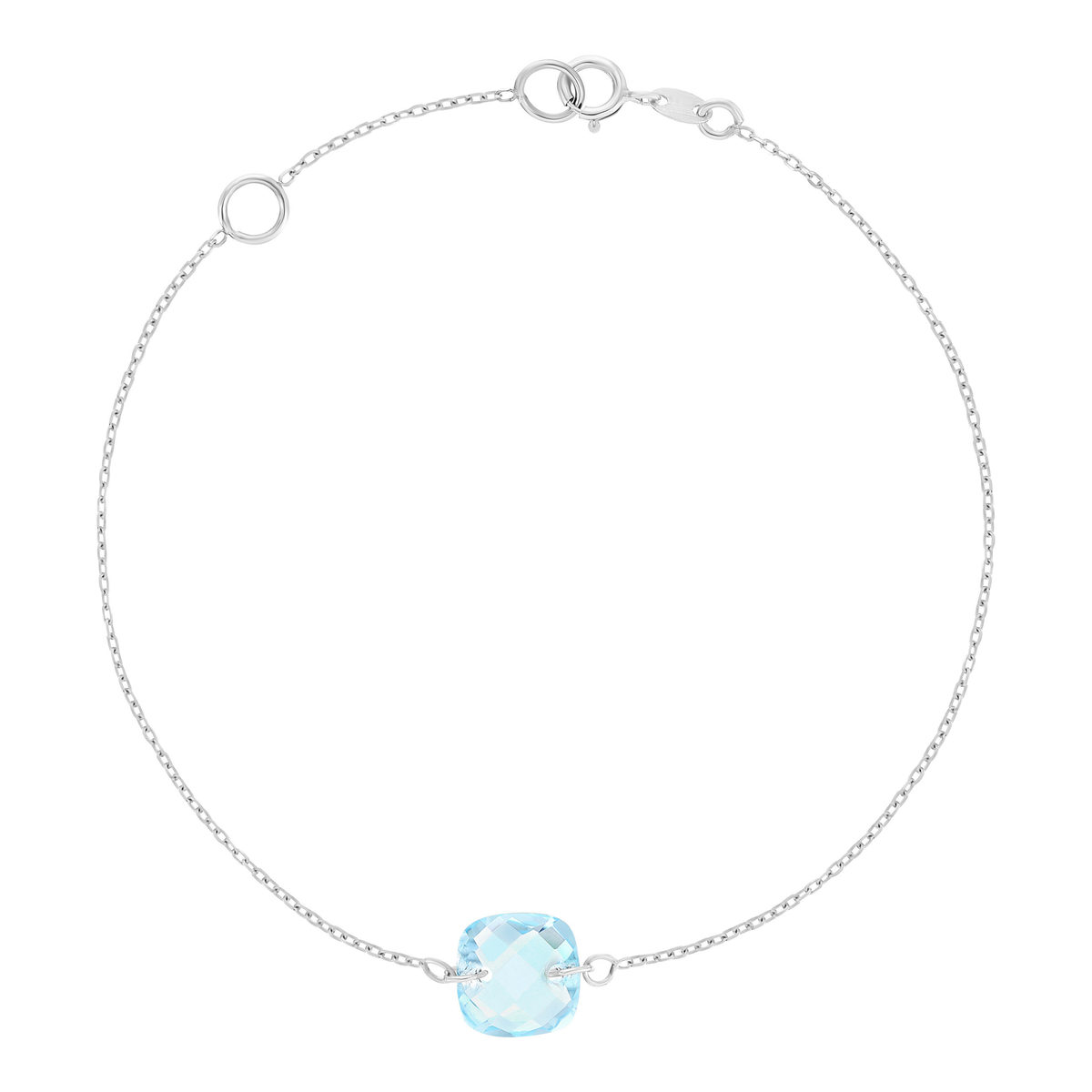 Bracelet or 375 blanc topaze bleue 18 cm