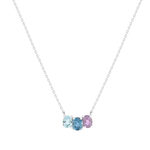 Collier or 375 blanc pierres fines 43 cm - vue 1
