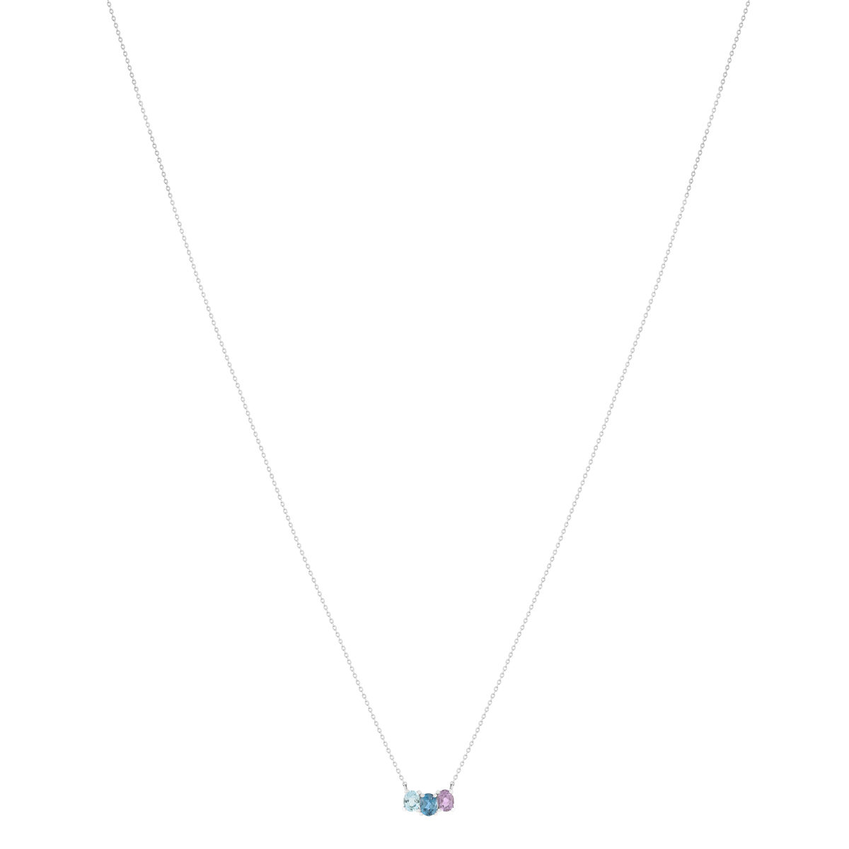 Collier or 375 blanc pierres fines 43 cm - vue 2