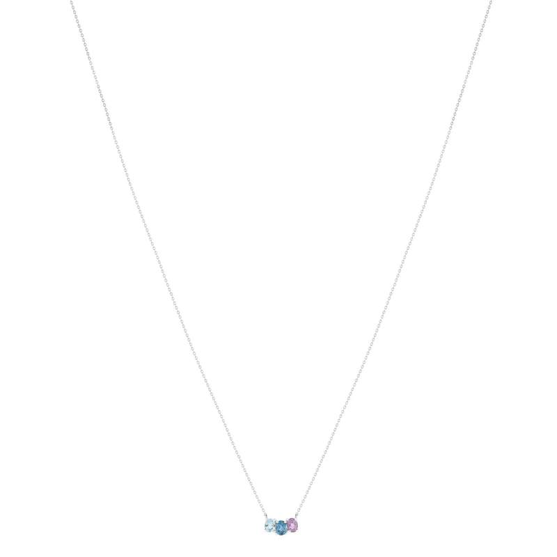 Collier or 375 blanc pierres fines 43 cm - vue 2