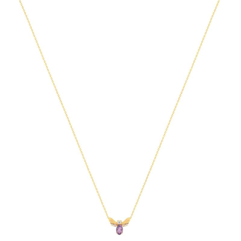 Collier or 375 jaune améthyste  et zirconias 45 cm - vue 2
