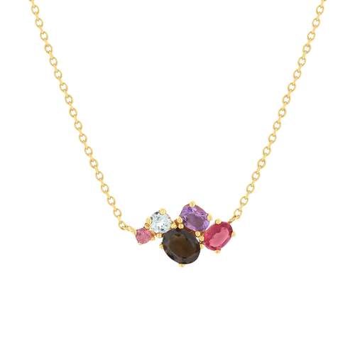 Collier or 375 jaune pierres fines 45 cm