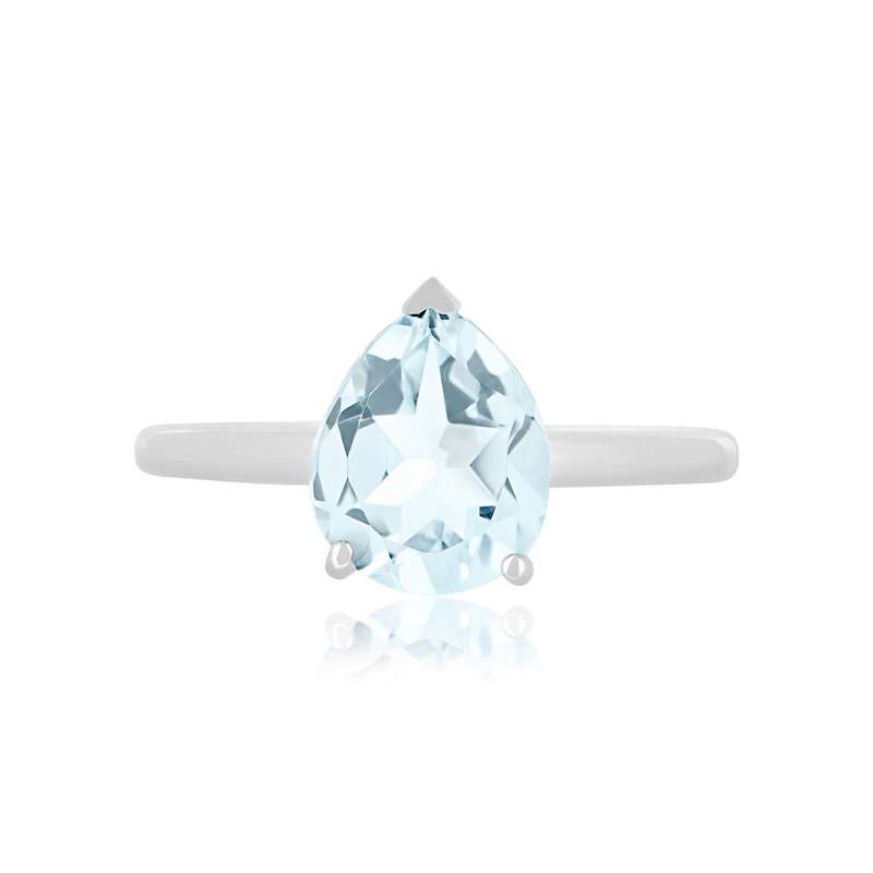 Bague or 375 blanc topaze bleue traitée - vue 3