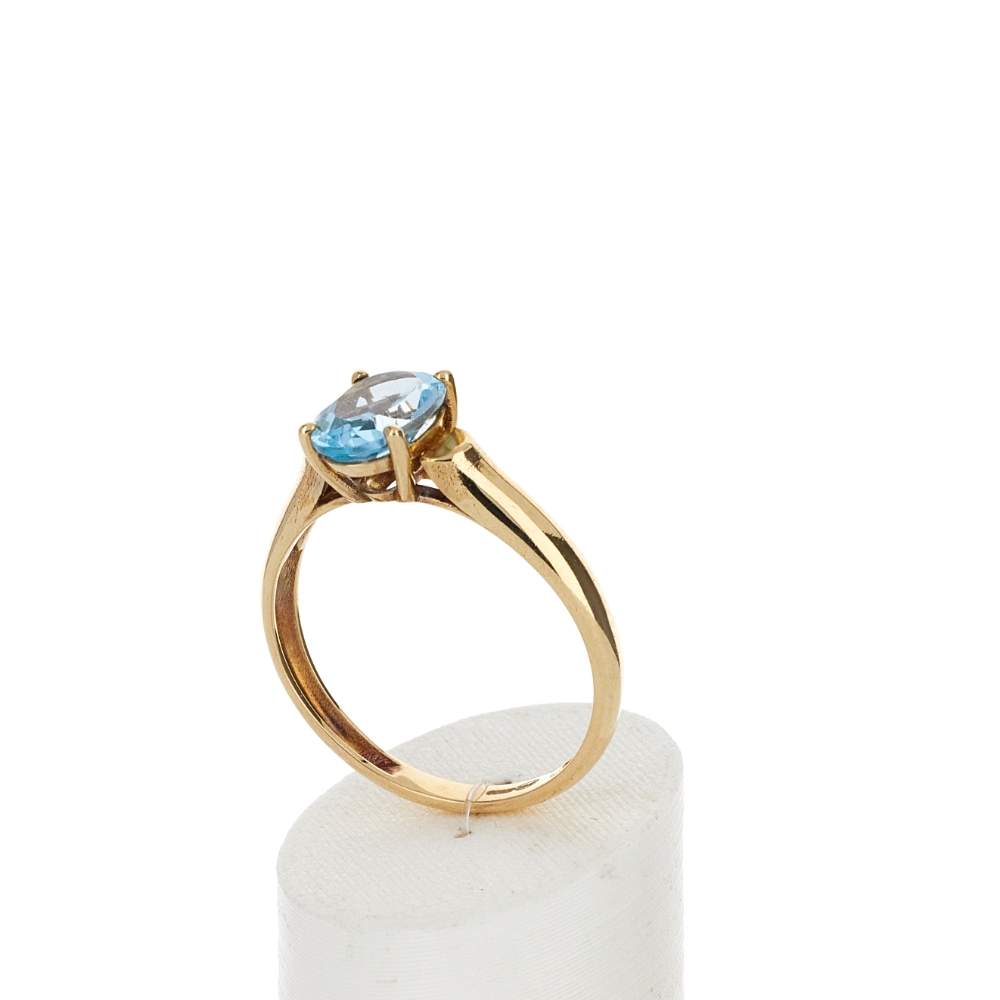 Bague or 375 jaune topaze bleue traitée - vue 3