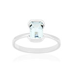 Bague or 375 blanc topaze bleue traitée - vue 1