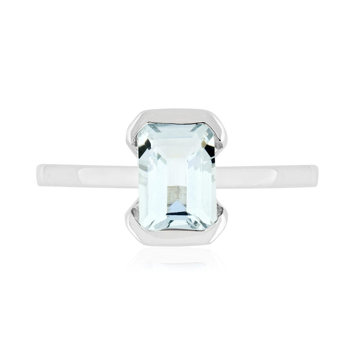 Bague or 375 blanc topaze bleue traitée - vue 3