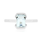 Bague or 375 blanc topaze bleue traitée - vue 3