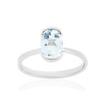 Bague or 375 blanc aigue marine - vue 1