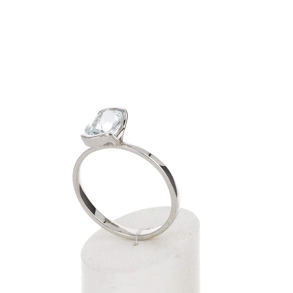 Bague or 375 blanc aigue marine - vue 3