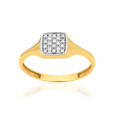 Bague or 375 2 tons diamants