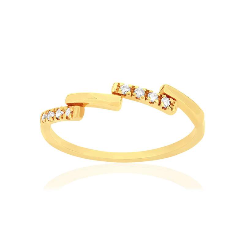 Bague or 375 jaune diamants - vue 1