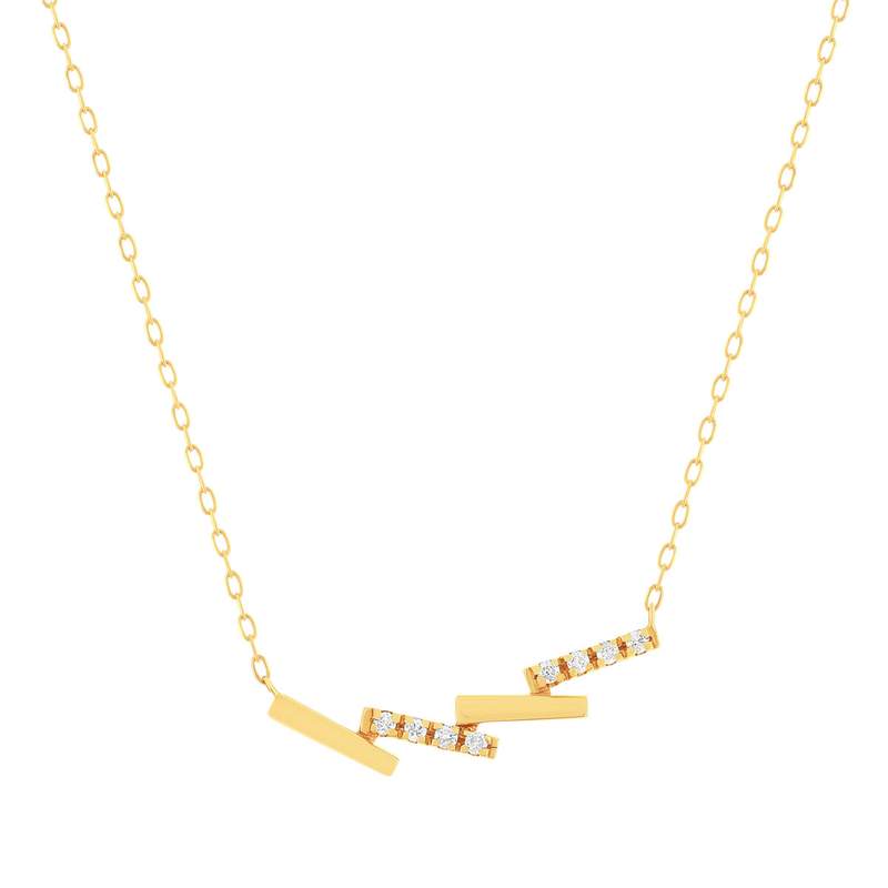 Collier or 375 jaune diamants 45cm - vue 1