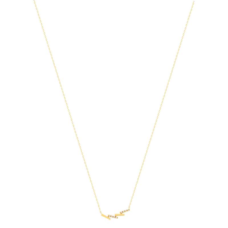 Collier or 375 jaune diamants 45cm - vue 2