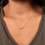 Gouden collier 375 gele diamanten 45cm - gedragen 1